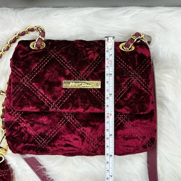 Betsey Johnson Velvet Quilted Shoulder/crossbody Bag - Deep Red - Picture 12 of 12